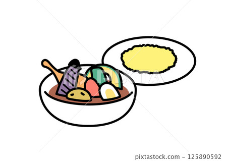 Illustration of soup curry with simple vegetables 125890592