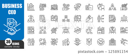 Business and CEO outline icon . Editable stroke . Vector . 125891154