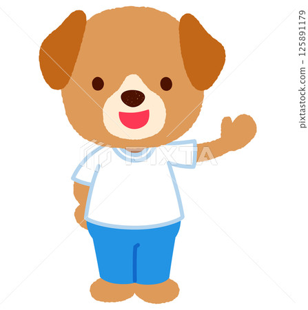 Cute dog character sportswear staff Cute dog character sportswear staff 125891179