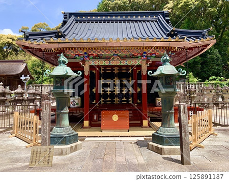 The worship hall of Takiyama Toshogu Shrine (Okazaki City, Aichi Prefecture) has been restored to its gorgeous, richly colored glory after conservation and repair work was completed. The worship hall of Takiyama Toshogu Shrine (Okazaki City, Aichi Prefecture) has been restored to its gorgeous, richly colored glory after conservation and repair work was completed. 125891187