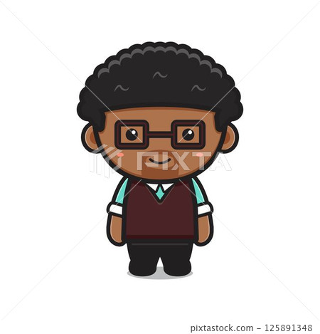 Cute teacher character cartoon vector icon illustration Cute teacher character cartoon vector icon illustration 125891348