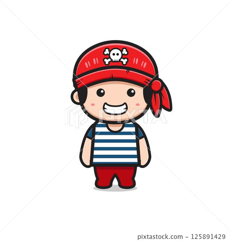 Cute pirates sailor cartoon icon illustration Cute pirates sailor cartoon icon illustration 125891429