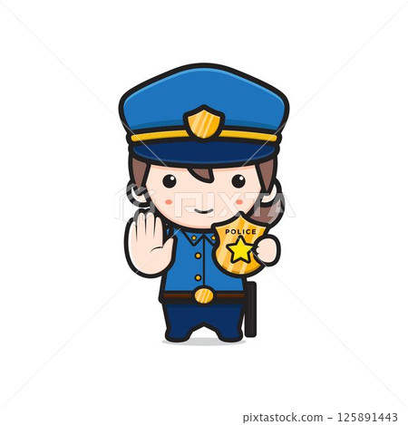 Cute police show identity cartoon icon illustration 125891443