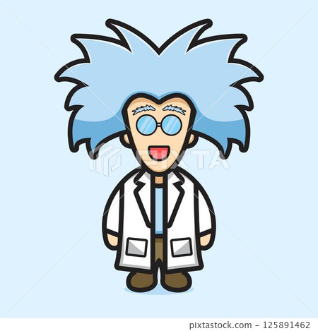 Cute professor scientist wear glasses cartoon vector icon illustration Cute professor scientist wear glasses cartoon vector icon illustration 125891462