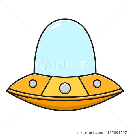 Cartoon yellow ufo illustration Cartoon yellow ufo illustration 125891537