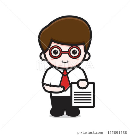Cute businessman character holding text cartoon vector icon illustration Cute businessman character holding text cartoon vector icon illustration 125891588