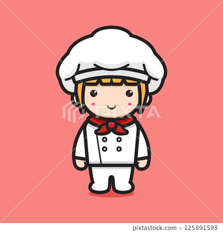Cute chef character cartoon vector icon illustration Cute chef character cartoon vector icon illustration 125891593