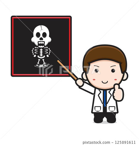 Cute doctor show bone scan cartoon icon vector illustration Cute doctor show bone scan cartoon icon vector illustration 125891611
