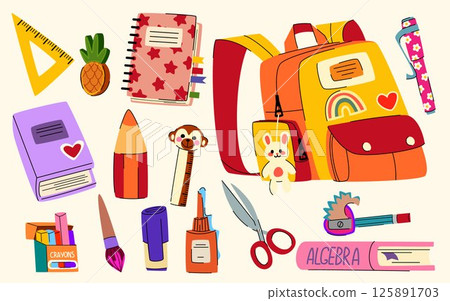 School stationery sticker pack 125891703