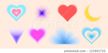 Y2K gradient heart shapes set Y2K gradient heart shapes set 125891720