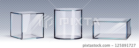 Glass cube and cylinder displays set 125891727