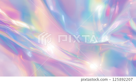 柔和色彩的全像背景 — — 抽象而奇妙的光澤紋理 125892207