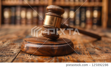 Scales of justice and judge's gavel on the lawyer's desk office 125892286