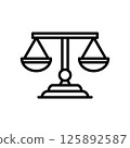 Law scale icon line design template isolated illustration 125892587