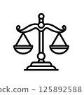Law scale icon line design template isolated illustration 125892588
