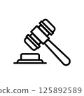 Court gavel icon line design template isolated illustration 125892589