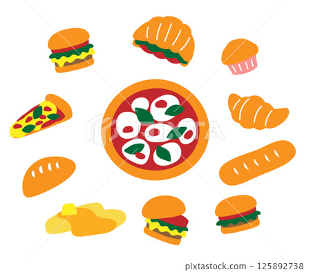 Pizza and bread set Pizza and bread set 125892738