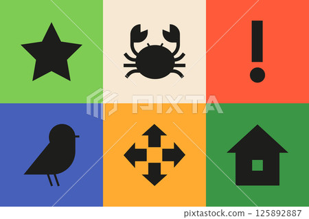 Schematic symbols and signs - set of flat design style colorful illustrations 125892887