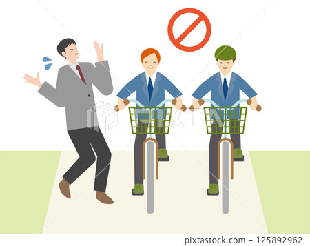 自行車違反交通規則的圖示 - 圖示：旁邊騎車的人和遇到麻煩的人 125892962