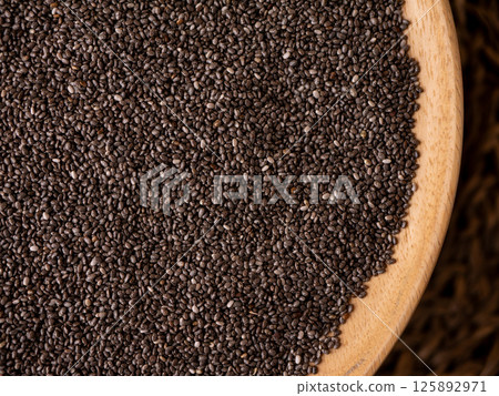 Organic natural chia seeds health benefits superfood. 125892971