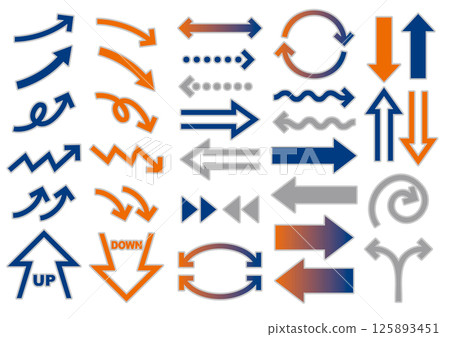 Arrow set for explanatory materials (navy and orange/gray border) 125893451