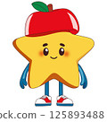 Smiling Star Wearing an Apple-Shaped Hat 125893488