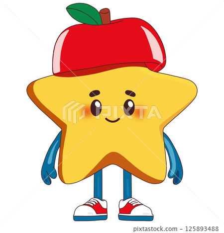 Smiling Star Wearing an Apple-Shaped Hat Smiling Star Wearing an Apple-Shaped Hat 125893488