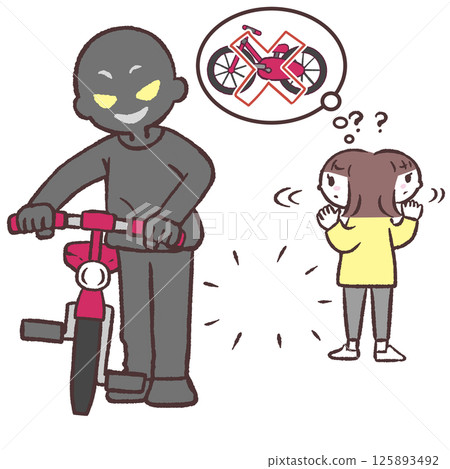 Illustration of a person stealing a bicycle Illustration of a person stealing a bicycle 125893492
