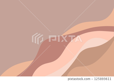 Curved layers in beige flow gently across the canvas, creating an abstract backdrop. The soft shapes and warm pastel colors provide a serene and versatile space for various design needs 125893611