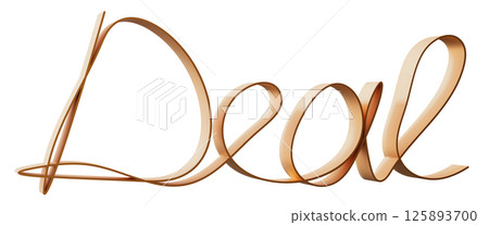 Golden outlined word deal features a sleek metallic appearance, rendered in three dimensions. It stands out against a clean white backdrop, perfect for promotional use or branding purposes. Golden outlined word deal features a sleek metallic appearance, rendered in three dimensions. It stands out against a clean white backdrop, perfect for promotional use or branding purposes. 125893700