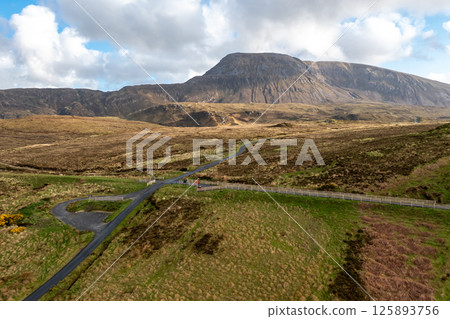 Aerial view of the Muckish railway walk in County Donegal, Ireland 125893756