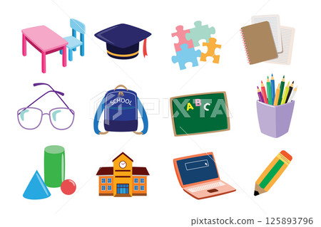 School and Education Icon Set Vector Illustration School and Education Icon Set Vector Illustration 125893796