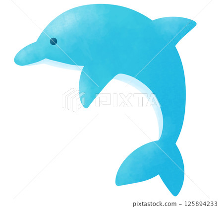 可愛的藍色海豚插圖 125894233