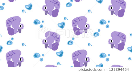 Seamless Cute Purple Fish Pattern Seamless Cute Purple Fish Pattern 125894464