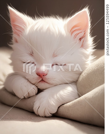 Cute kitten sleeping face 125894499