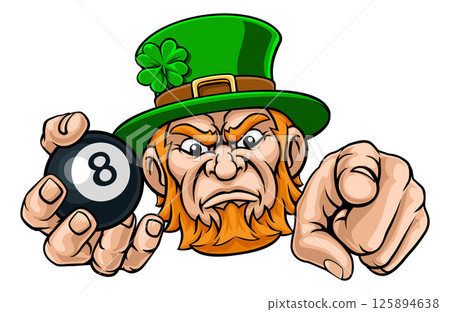 Leprechaun Celtic Irish Billiards Pool Ball Mascot 125894638