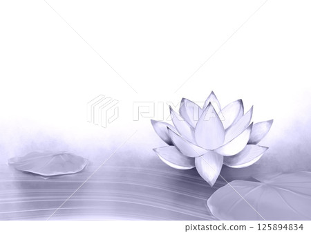 美麗的蓮花水墨畫插圖 美麗的蓮花水墨畫插圖 125894834