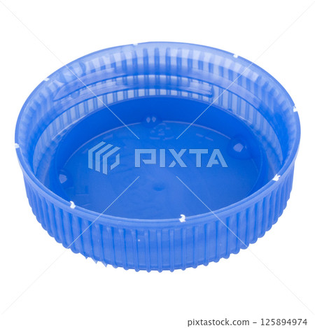 Plastic bottle cap blue on white background 125894974