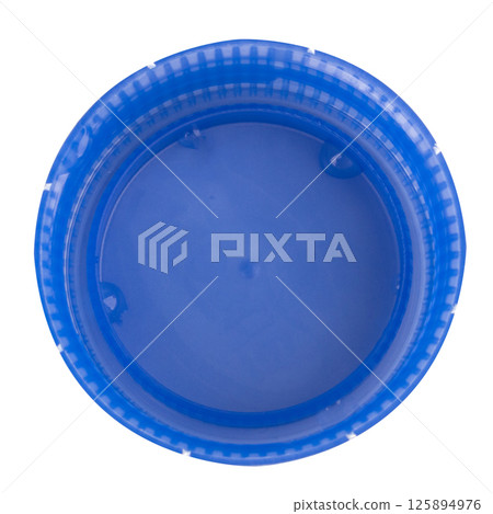 Plastic bottle cap blue on white background Plastic bottle cap blue on white background 125894976
