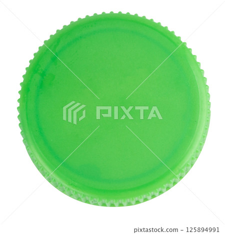 Plastic bottle cap green isolated on white background Plastic bottle cap green isolated on white background 125894991