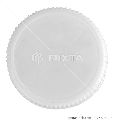 Plastic bottle cap white on white background Plastic bottle cap white on white background 125894998