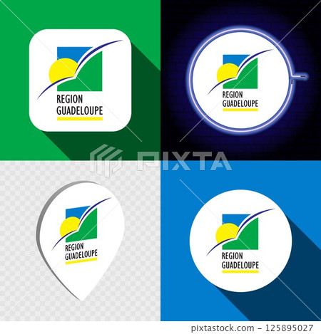 Set of modern icons with the national flag of Guadeloupe. 125895027