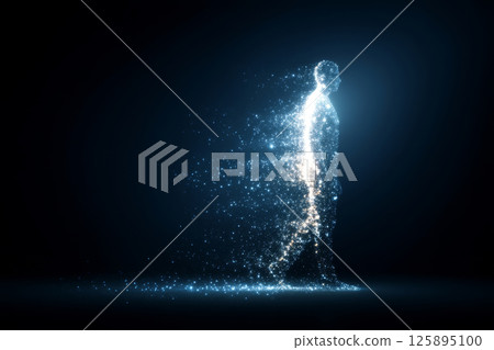 Human figure dissolving into data particles Human figure dissolving into data particles 125895100