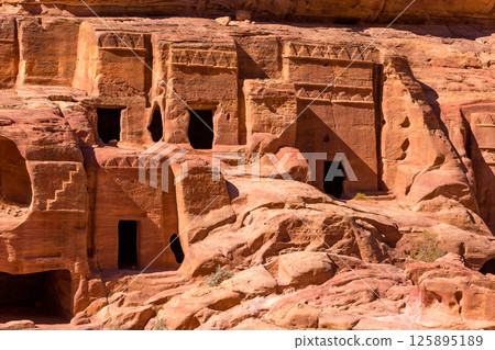 Several rock tombs at Petra, Jordan 125895189