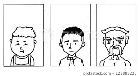 Character constructor for animation Collection of scenes with men and women Black and white 125895223