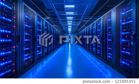 未來資料中心伺服器機房內部 125895351