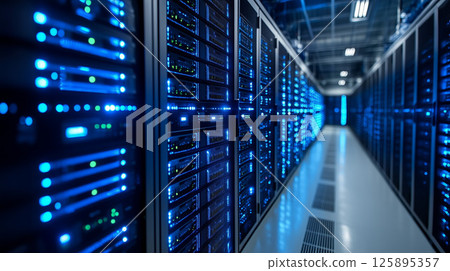 未來資料中心伺服器機房內部 125895357