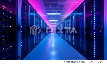 未來資料中心伺服器機房內部 125895359