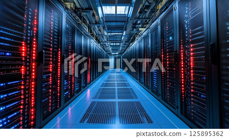 未來資料中心伺服器機房內部 125895362