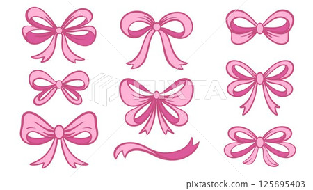 Cute pink bows set vector elements Cute pink bows set vector elements 125895403